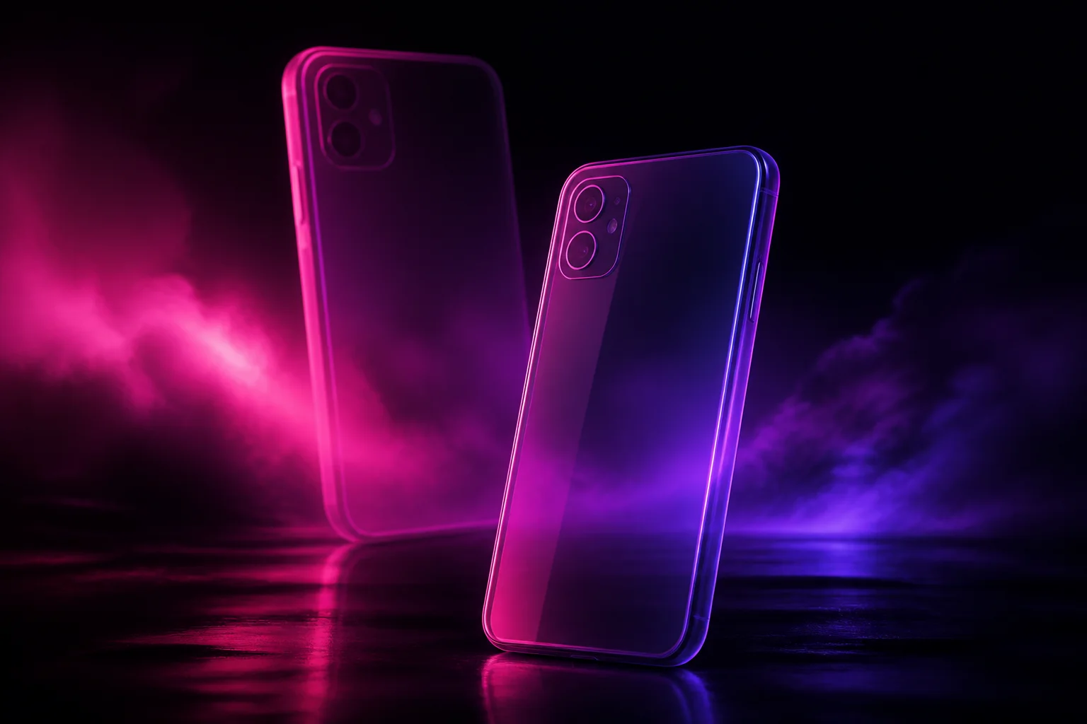 Interfaces mobiles abstraites style Flutter sur fond sombre IDLABS IO