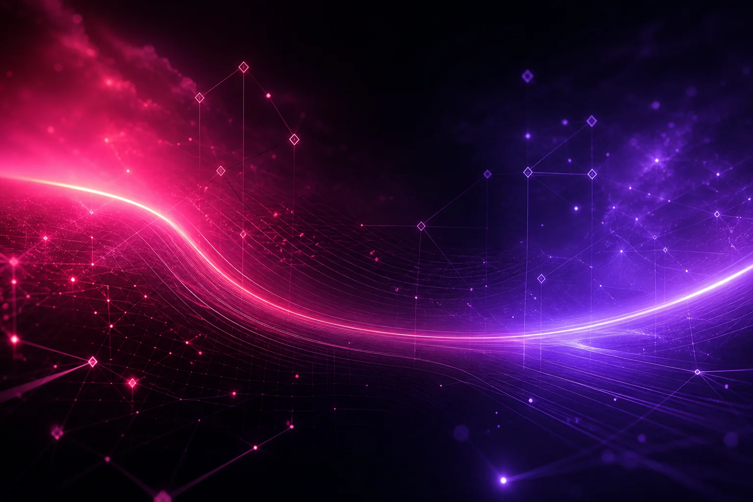 Schéma abstrait de pipeline RAG sur fond sombre rose-violet IDLABS IO